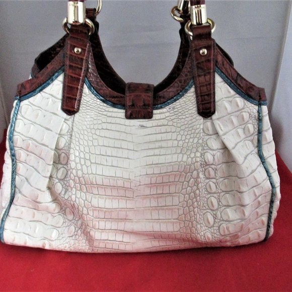 Brahmin Elisa Pearl Presley Embossed Leather Satchel - Picture 14 of 16